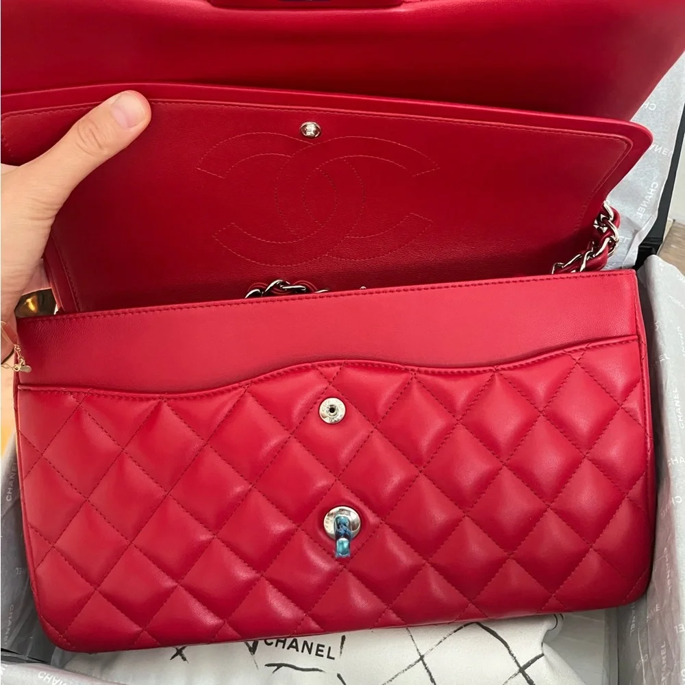 đź–¤SOLD ON WEBSITEđź–¤100% authentic CHANEL classic jumbo double flap red lambskin - Picture 9 of 9